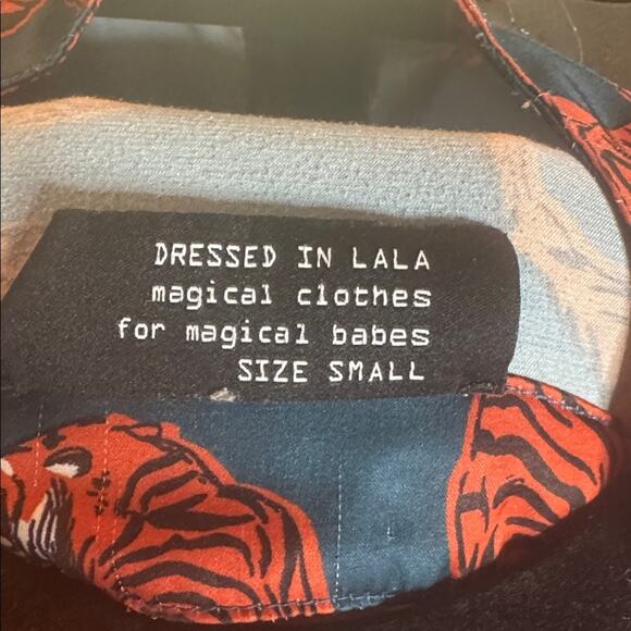 DRESSED IN LALA Tiger Oversized Button-Up Satin Shirt Size Small - Picture 8 of 16